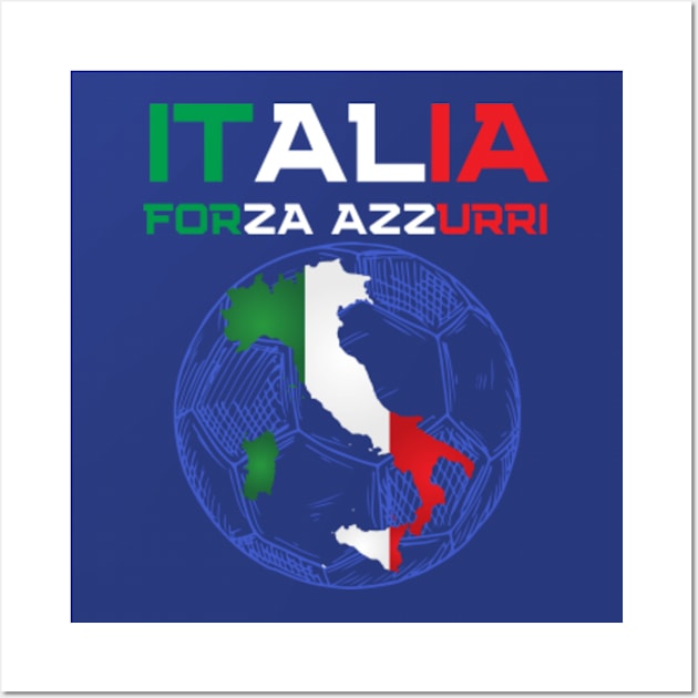 Italia Forza Azzurri Calcio Football Soccer Italy Map Wall Art by Happy Hour Vibe